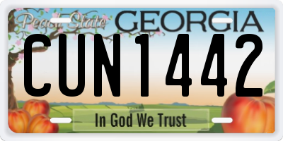 GA license plate CUN1442