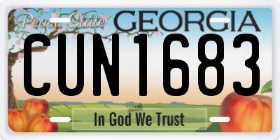 GA license plate CUN1683