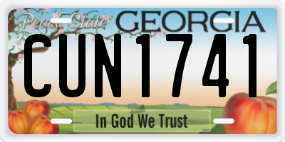 GA license plate CUN1741