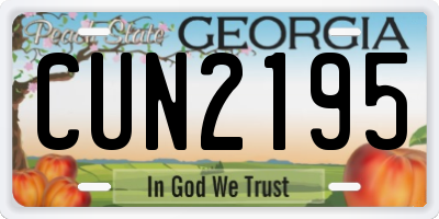 GA license plate CUN2195