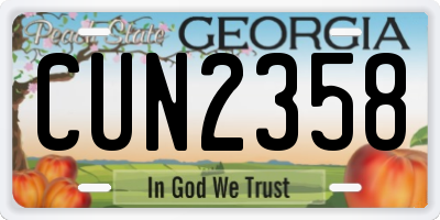 GA license plate CUN2358