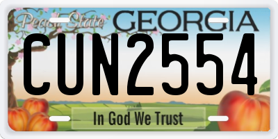 GA license plate CUN2554