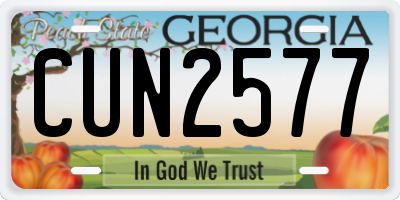 GA license plate CUN2577