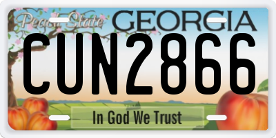 GA license plate CUN2866