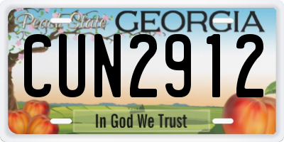 GA license plate CUN2912