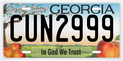 GA license plate CUN2999