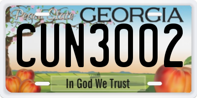 GA license plate CUN3002