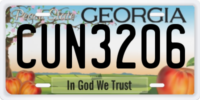 GA license plate CUN3206
