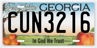 GA license plate CUN3216