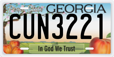 GA license plate CUN3221