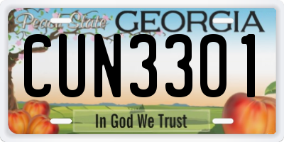 GA license plate CUN3301