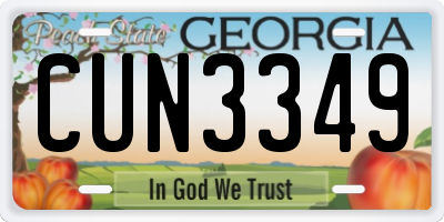 GA license plate CUN3349
