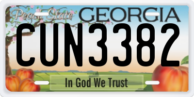 GA license plate CUN3382