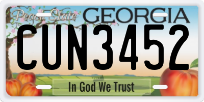 GA license plate CUN3452