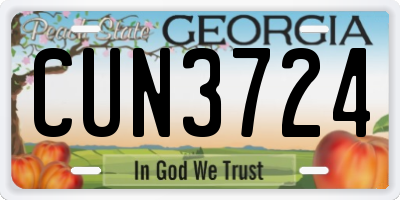 GA license plate CUN3724
