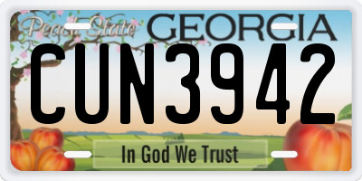GA license plate CUN3942