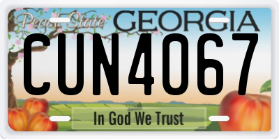 GA license plate CUN4067