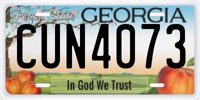 GA license plate CUN4073