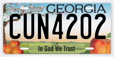 GA license plate CUN4202
