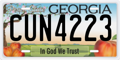 GA license plate CUN4223