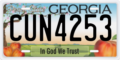 GA license plate CUN4253