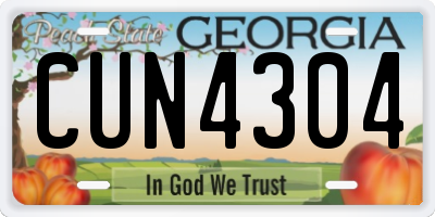 GA license plate CUN4304