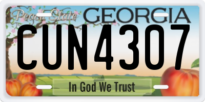 GA license plate CUN4307