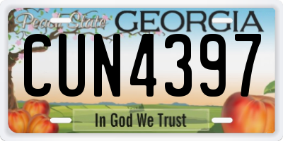 GA license plate CUN4397
