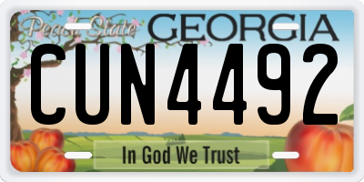 GA license plate CUN4492