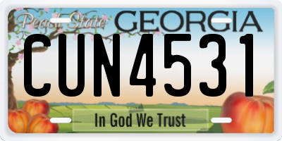 GA license plate CUN4531