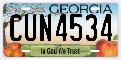GA license plate CUN4534