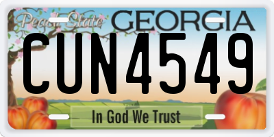 GA license plate CUN4549
