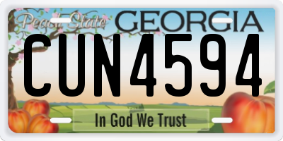 GA license plate CUN4594