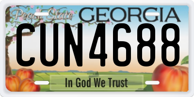 GA license plate CUN4688