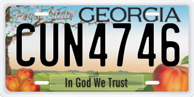 GA license plate CUN4746