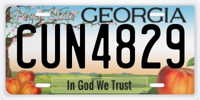 GA license plate CUN4829