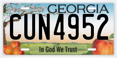 GA license plate CUN4952