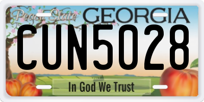 GA license plate CUN5028