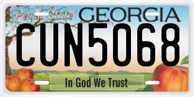 GA license plate CUN5068