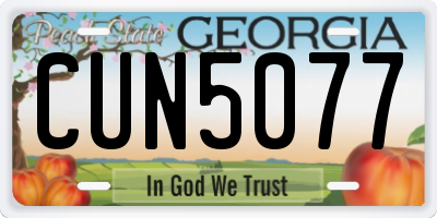 GA license plate CUN5077