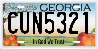 GA license plate CUN5321