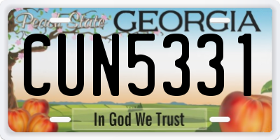 GA license plate CUN5331