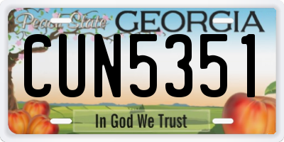GA license plate CUN5351