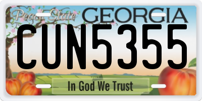 GA license plate CUN5355