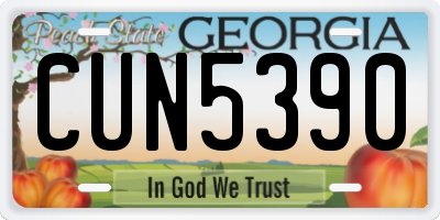 GA license plate CUN5390