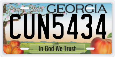 GA license plate CUN5434