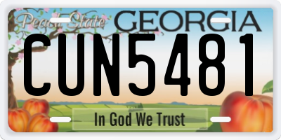 GA license plate CUN5481