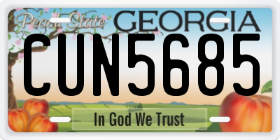 GA license plate CUN5685