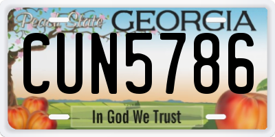 GA license plate CUN5786
