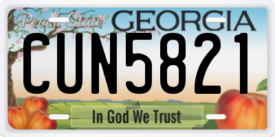 GA license plate CUN5821